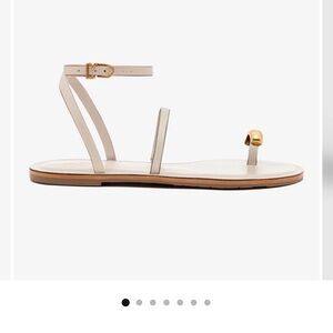 New! Larroude Biarritz ivory leather Sandals with Gold Accent Size 10